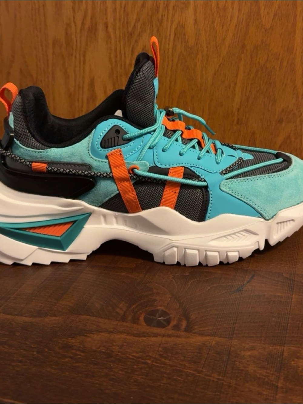 Men Athletic Sneakers in Teal and Orange - Comfortable Everyday Shoe
